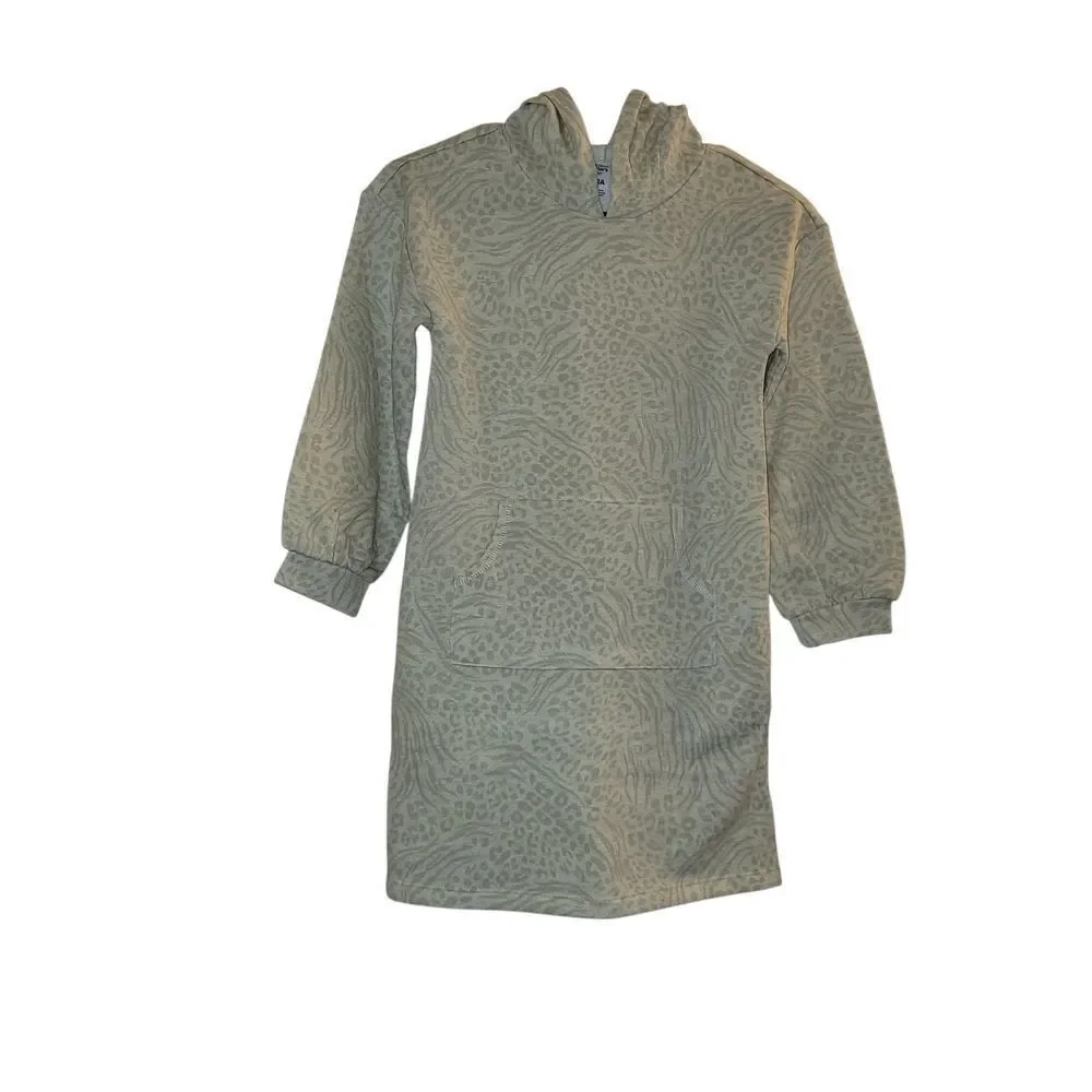 CARTERS KIDS LEOPARD Patterned Hoodie Dress SIZE 8 8/A